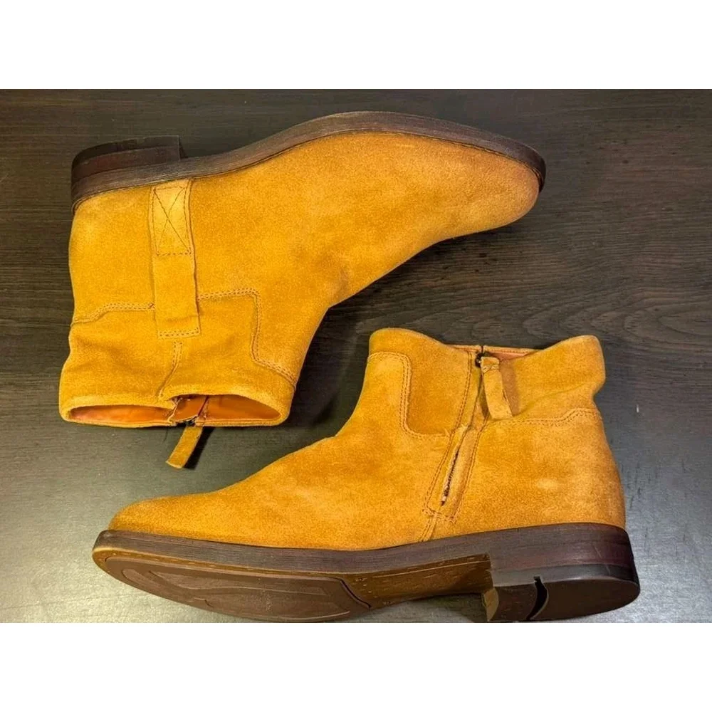 Franco Sarto Classic Women SUEDE LEATHER Boots Ankle Booties Whiskey Brown 8.5 M